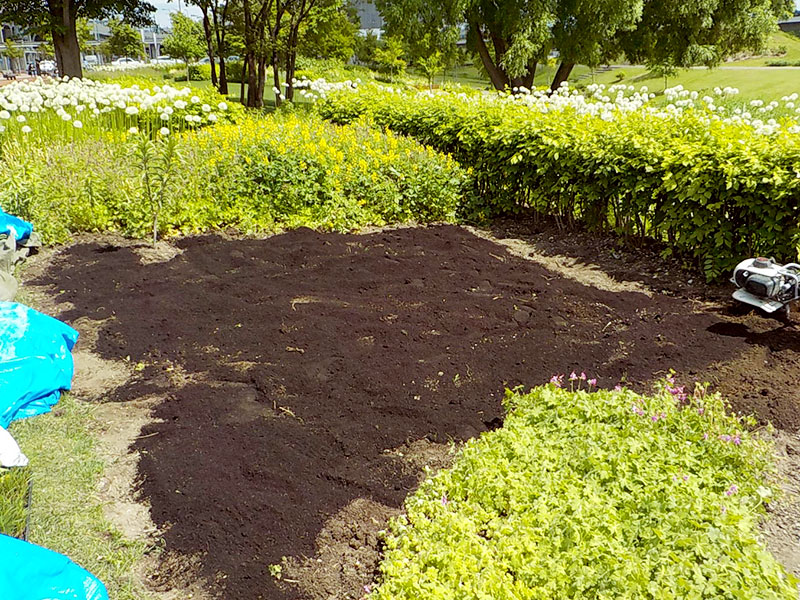 改修作業中の「アウネの広場」