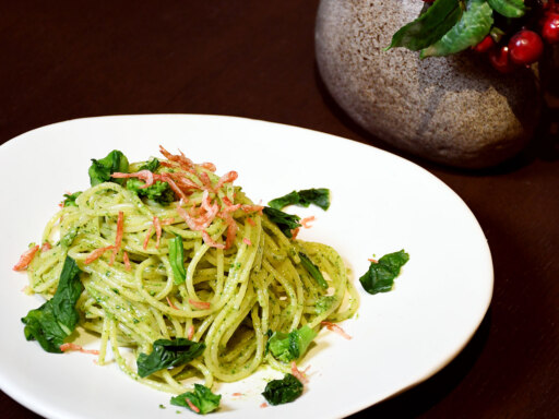 桜エビと菜の花のジェノベーゼパスタ